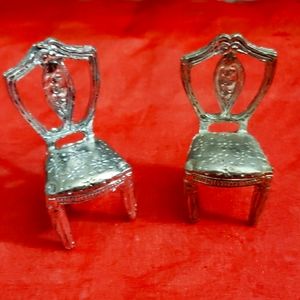 2pc vintage Silver doll chair
